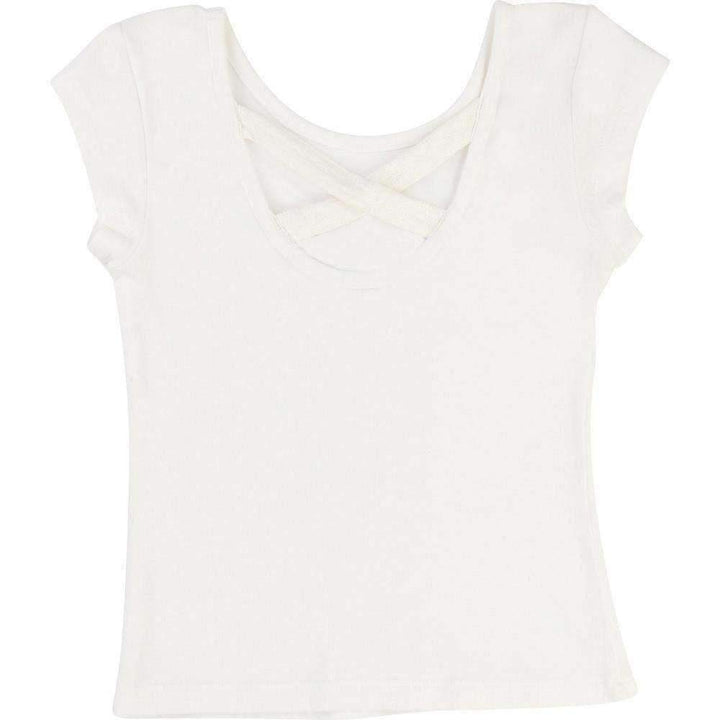 White Sequin Hear T-Shirt-Shirts-Billieblush-kids atelier