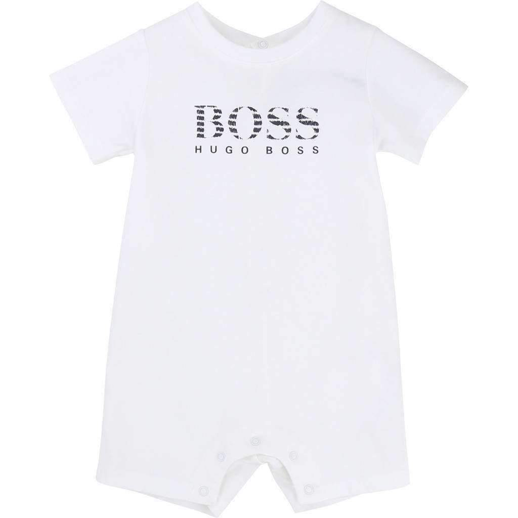 White Short Sleeves Bodysuit-Bodysuits-BOSS-kids atelier