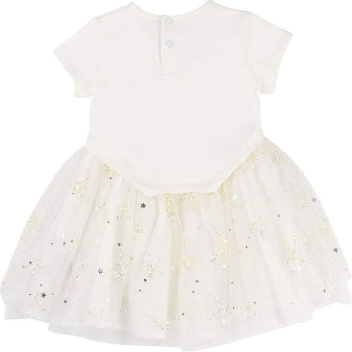 White Sparkle Starfish Dress-Dresses-Billieblush-kids atelier