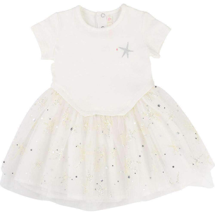White Sparkle Starfish Dress-Dresses-Billieblush-kids atelier