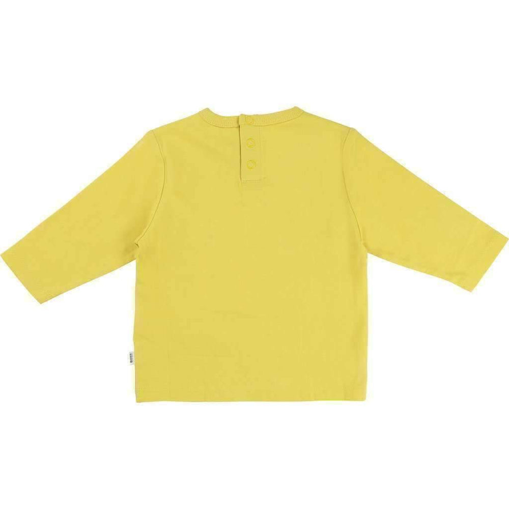 Yellow Logo Cotton Long Sleeve Shirt-Shirts-BOSS-kids atelier
